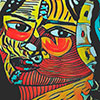 Ishani. Pastel al óleo y dibujo con marcador negro con ediciones digitales para textura y color (297 mm x 420 mm)