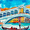 Ponte di Rialto. Venecia. Italia. Acuarela. 35x50 cm sobre papel 300 gr 2022 