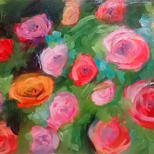 Rosas. Oleo. 20 x 28	